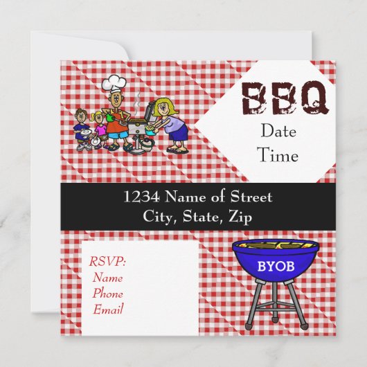BBQ of Barbeque Fun Party Uitnodiging Aanpassen! (Voorkant)