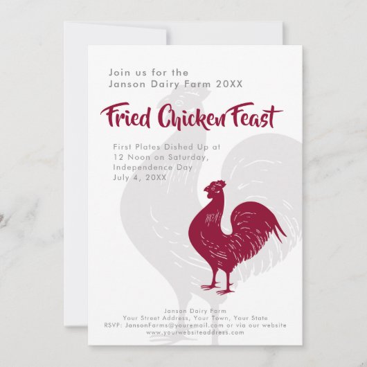 BBQ of Fried Chicken Independence Day Boerderij Pi Kaart (Voorkant)