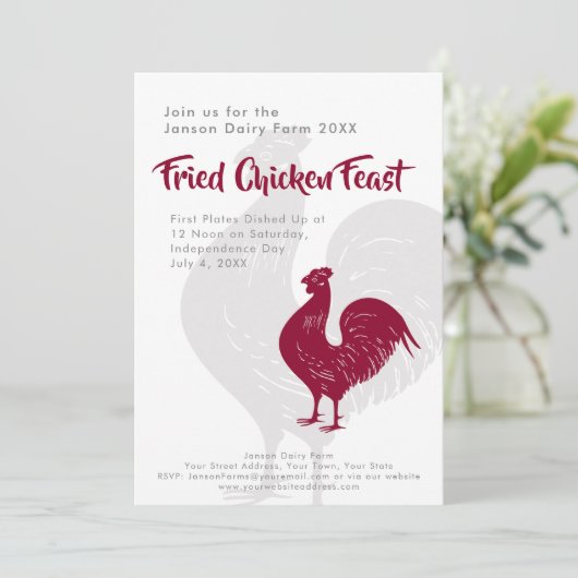 BBQ of Fried Chicken Independence Day Boerderij Pi Kaart (Staand voorkant)