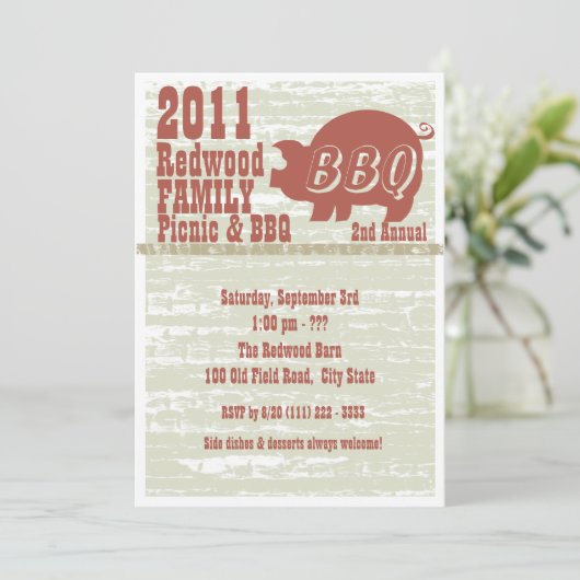 BBQ of varkensgebraad Kaart (Staand voorkant)