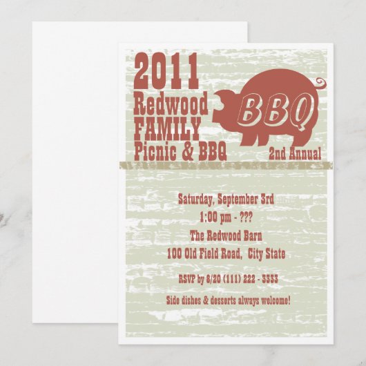 BBQ of varkensgebraad Kaart (Voorkant / Achterkant)