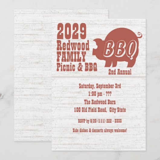 BBQ of varkensgebraad Kaart (Voorkant / Achterkant)