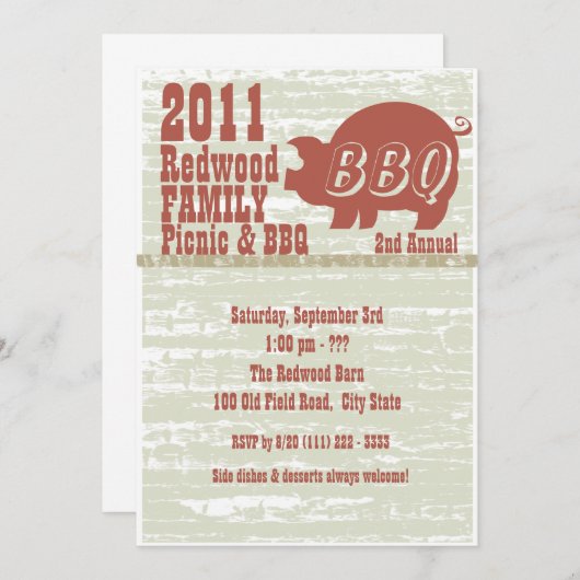 BBQ of varkensgebraad Kaart (Voorkant / Achterkant)