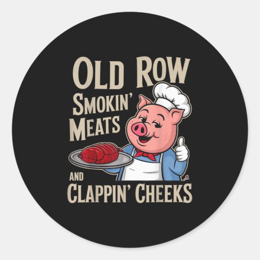BBQ Old Row Rookvlees en klappende wangen Ronde Sticker (Voorkant)