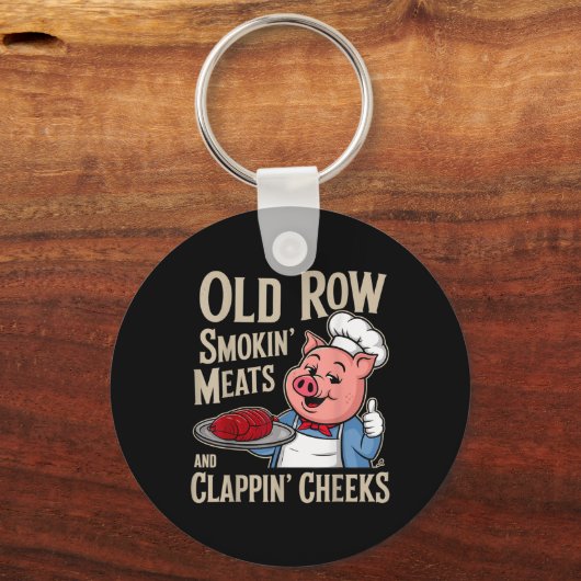 BBQ Old Row Rookvlees en klappende wangen Sleutelhanger (Voorkant)