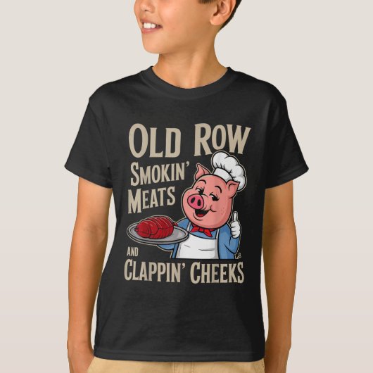 BBQ Old Row Rookvlees en klappende wangen T-shirt (Voorkant)