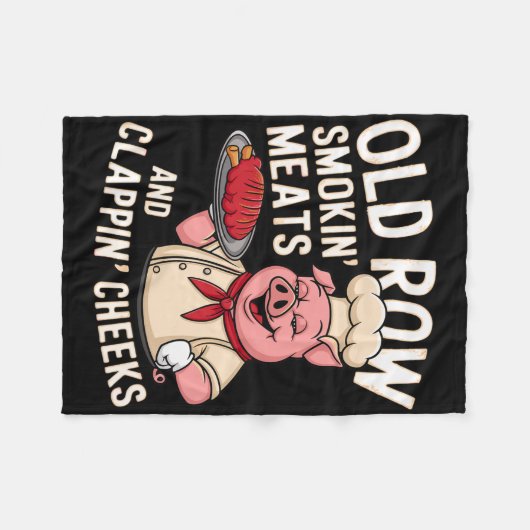 Bbq Old Row Smoking Meats And Clappin Cheeks 1 Fleece Deken (Voorkant (Horizontaal))