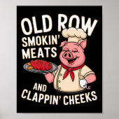 Bbq Old Row Smoking Meats And Clappin Cheeks 1  Poster (Voorkant)
