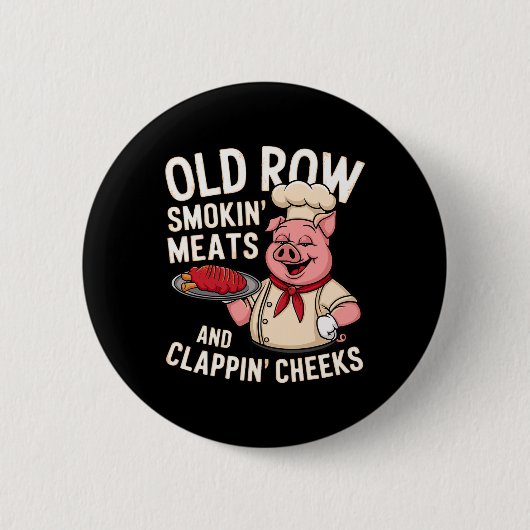 Bbq Old Row Smoking Meats And Clappin Cheeks 1 Ronde Button 5,7 Cm (Voorkant)
