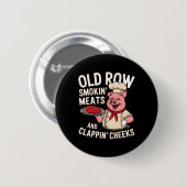 Bbq Old Row Smoking Meats And Clappin Cheeks 1 Ronde Button 5,7 Cm (Voorkant /achterkant)