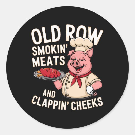 Bbq Old Row Smoking Meats And Clappin Cheeks 1 Ronde Sticker (Voorkant)