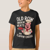 Bbq Old Row Smoking Meats And Clappin Cheeks 1 T-shirt (Voorkant)