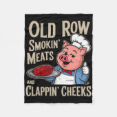 Bbq Old Row Smoking Meats And Clappin Cheeks  Fleece Deken (Voorkant)
