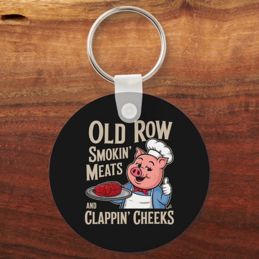 Bbq Old Row Smoking Meats And Clappin Cheeks Sleutelhanger (Voorkant)