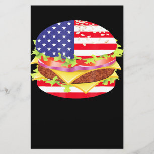 BBQ-overs   Hamburger USA Vlag 4 juli BBQ Briefpapier