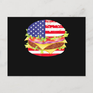 BBQ-overs   Hamburger USA Vlag 4 juli BBQ Feestdagenkaart