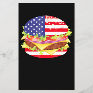 BBQ-overs Hamburger USA Vlag 4 juli BBQ Flyer