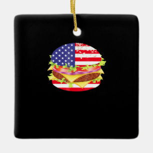 BBQ-overs   Hamburger USA Vlag 4 juli BBQ Keramisch Ornament