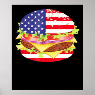 BBQ-overs   Hamburger USA Vlag 4 juli BBQ Poster