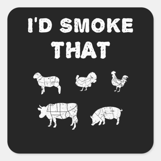 BBQ-overs | Rook van Chef Smoker BBQ Vierkante Sticker (Voorkant)