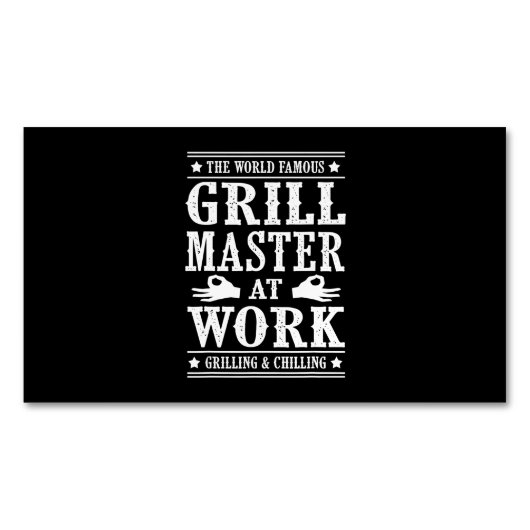 BBQ-overs | Wereldberoemde grilmeester op het werk Magnetisch Visitekaartje (Voorkant)