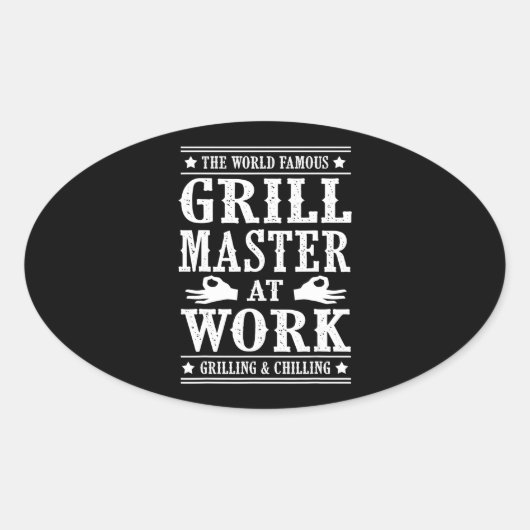 BBQ-overs | Wereldberoemde grilmeester op het werk Ovale Sticker (Voorkant)