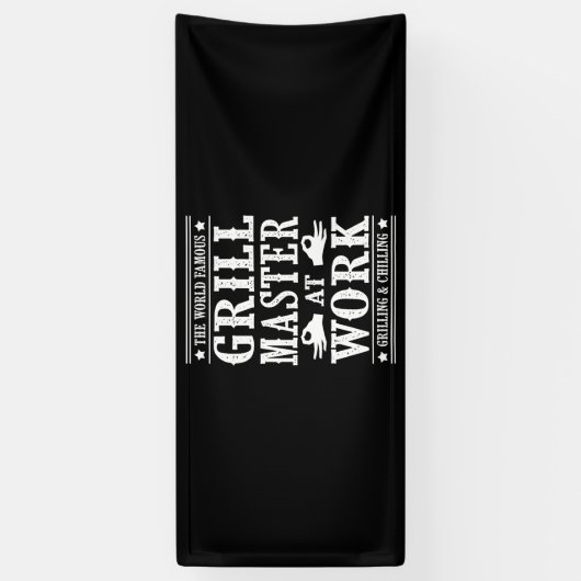 BBQ-overs | Wereldberoemde grilmeester op het werk Spandoek (Verticaal)