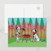 BBQ Party Dalmatians Hollyhock Flowers Cartoon Pos Briefkaart (Voorkant / Achterkant)