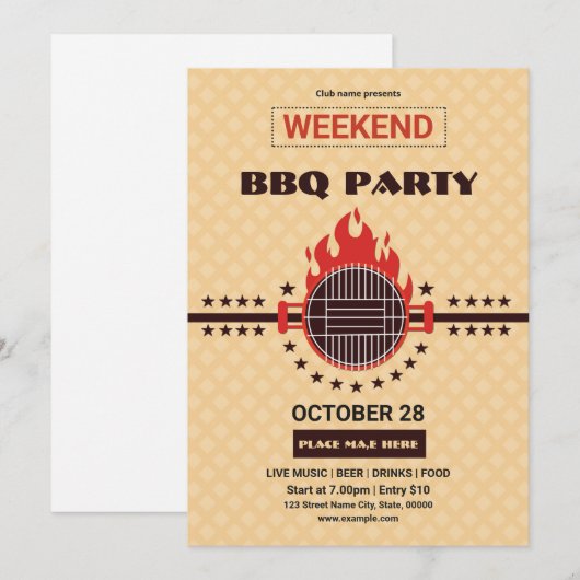 BBQ Party Flyer Kaart (Voorkant / Achterkant)