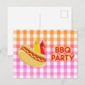 BBQ Party Gingham Tablecloth Hot Dog Conditions Briefkaart (Voorkant / Achterkant)