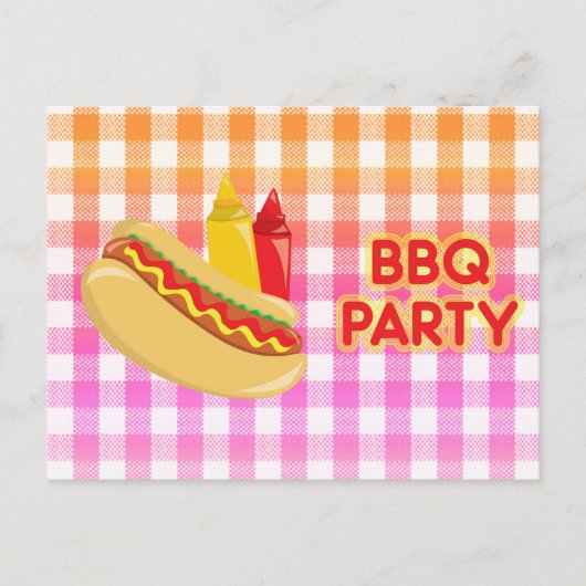 BBQ Party Hot Dog specerijen Aankondigingskaart (Voorkant)