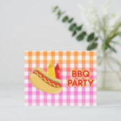 BBQ Party Hot Dog specerijen Aankondigingskaart (Staand voorkant)