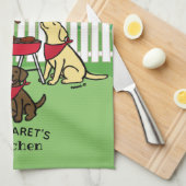 BBQ Party Labradors Hollyhock Theedoek (Quarter Fold)