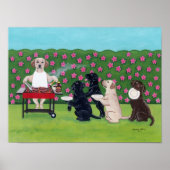 BBQ Party Labradors in de Azalea Garden Artwork Poster (Voorkant)