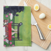 BBQ Party Labradors in de Azalea Garden-handdoek Theedoek (Quarter Fold)