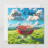 BBQ Party Met Grillen Hot Dogs Kaart (Voorkant)