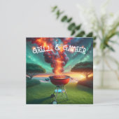 BBQ Party Met Roken Grill Kaart (Staand voorkant)