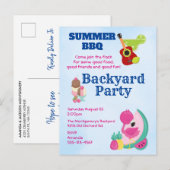 BBQ Party Nodig Flamingo, Margarita & ijs uit Uitnodiging Briefkaart (Voorkant / Achterkant)