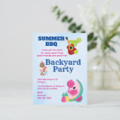 BBQ Party Nodig Flamingo, Margarita & ijs uit Uitnodiging Briefkaart (Staand voorkant)