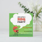 BBQ Party on Lawn of Backyard Custom Invitation Kaart (Staand voorkant)