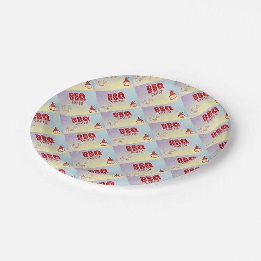 BBQ Party Papieren Bordje (Gekanteld)