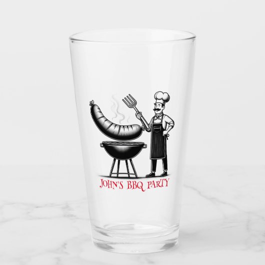 BBQ Party Personalized Chef Glas (Voorkant)