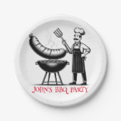 BBQ Party Personalized Chef Papieren Bordje (Voorkant)