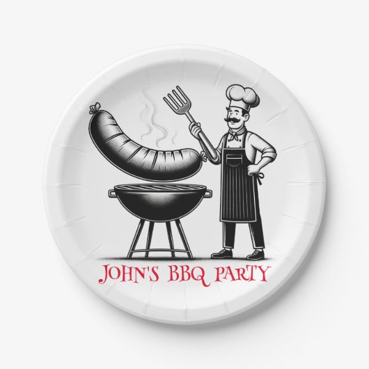 BBQ Party Personalized Chef Papieren Bordje (Voorkant)