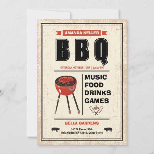 BBQ Party Uitnodiging (Voorkant)