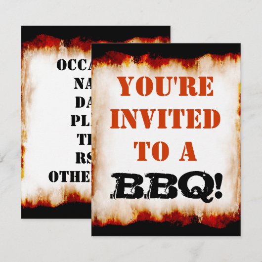 BBQ Party! Uitnodiging (Voorkant / Achterkant)