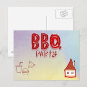 BBQ Party Uitnodiging Briefkaart (Voorkant / Achterkant)