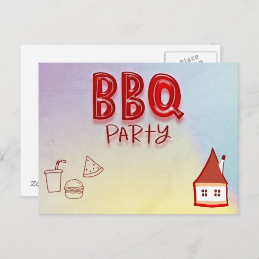 BBQ Party Uitnodiging Briefkaart (Voorkant / Achterkant)