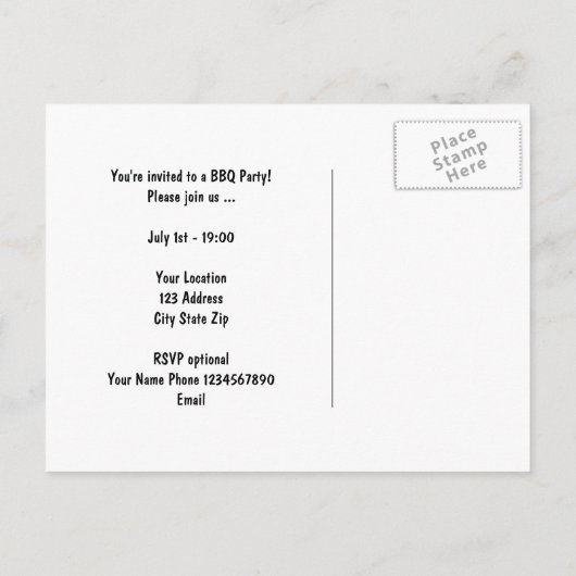 BBQ party uitnodiging briefkaarten | Gepersonalise (Achterkant)