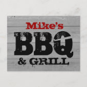 BBQ party uitnodiging briefkaarten | Houten paneel (Voorkant)